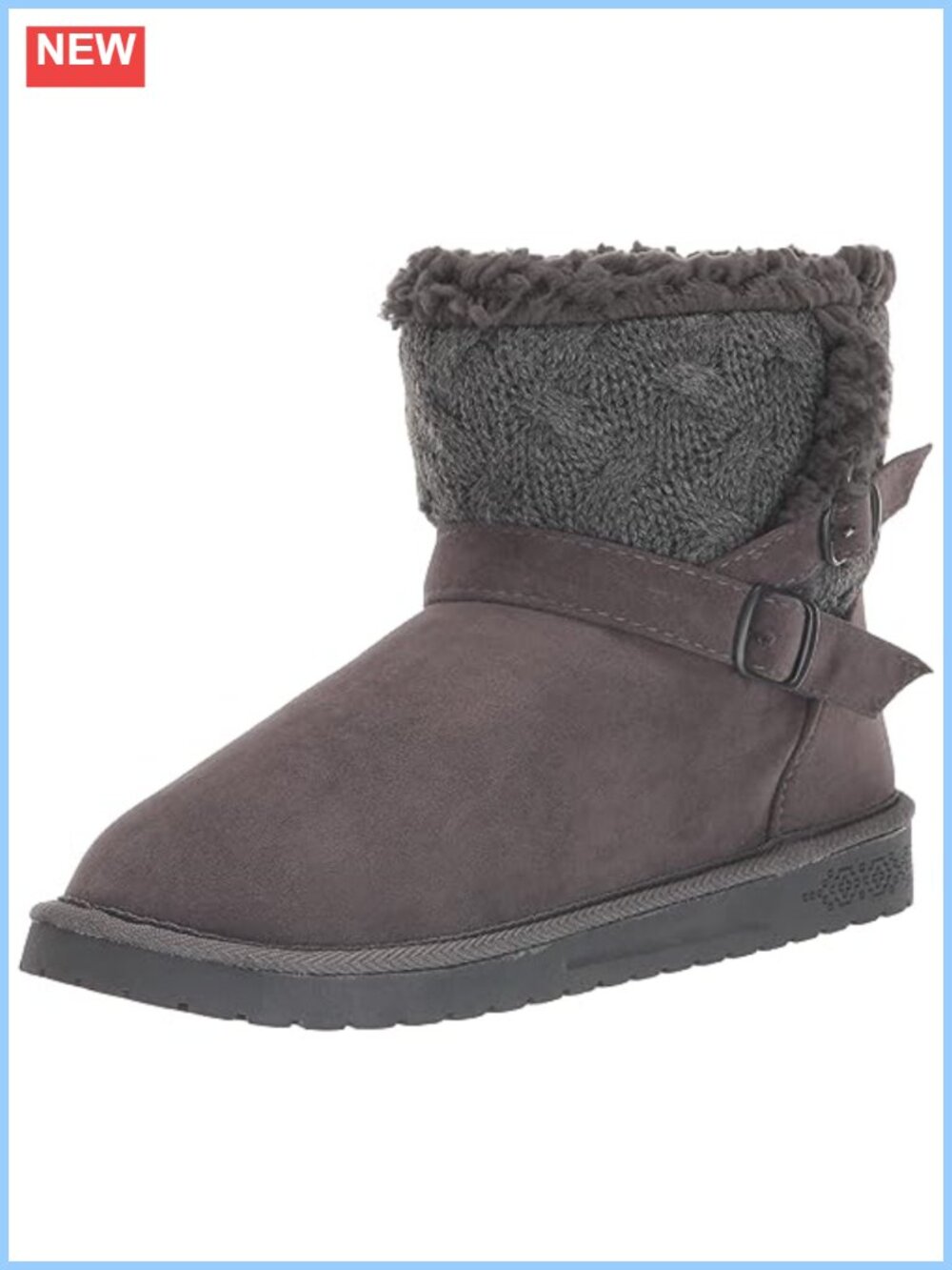 Faux Suede Ankle Boots with Faux Shearling Lining & Water Resistant